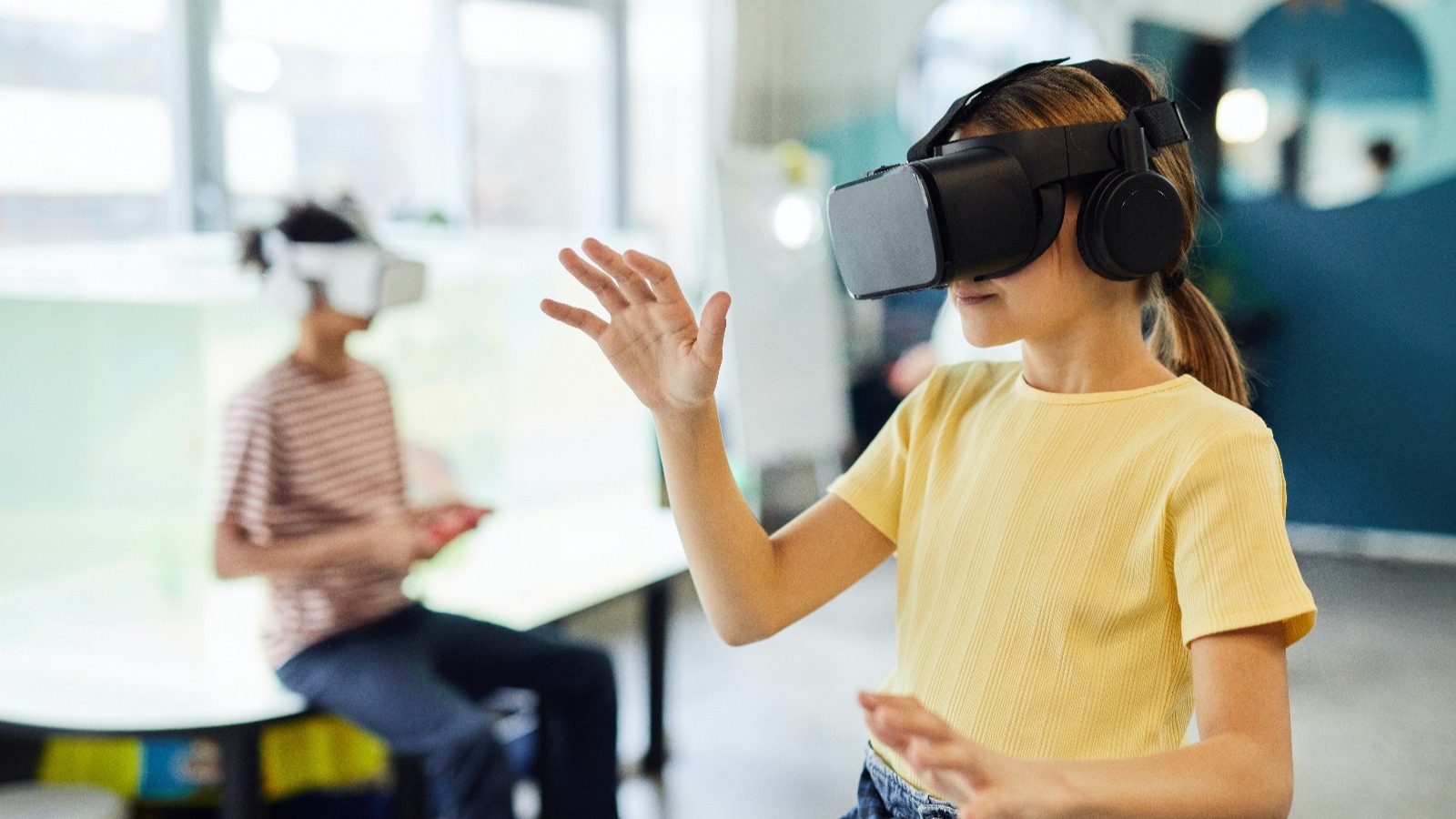 Children using VR devices