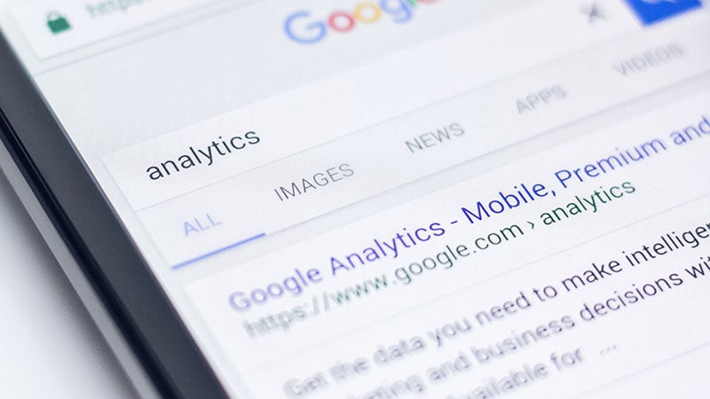 Google search results page featuring Google Analytics at the top.